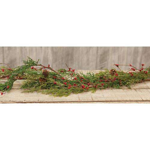 Evergreen Pine w/Red Pips Garland Christmas CWI+ 