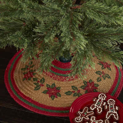 Poinsettia Jute Mini Christmas Tree Skirt 21 VHC Brands