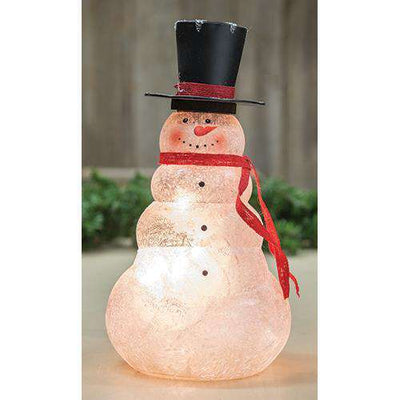Frosted Glass Lit Snowman, 11