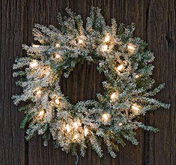 Frosted Lit Pine Wreath, 13" Christmas CWI+ 