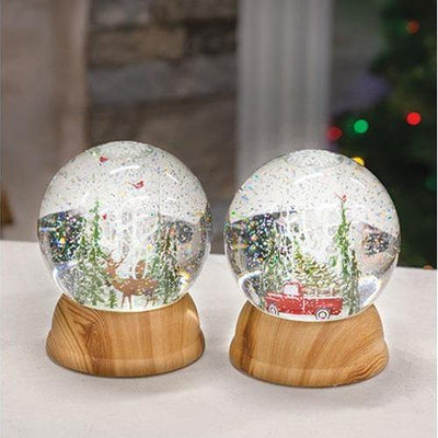 2/Set Lighted Winter Scene Water Globe, Christmas Decor