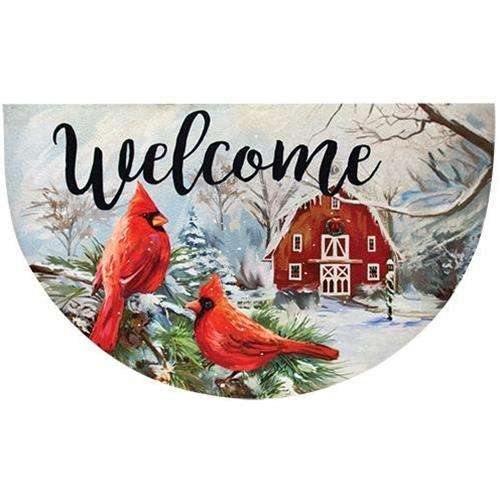 Winter Cardinal Welcome Mat - The Fox Decor