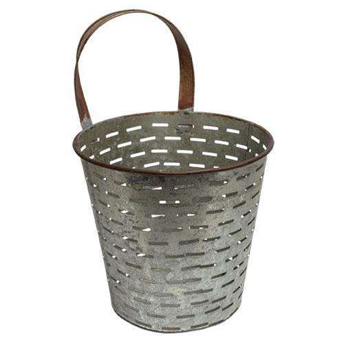 Galvanized Metal Olive Bucket Buckets & Cans CWI+ 
