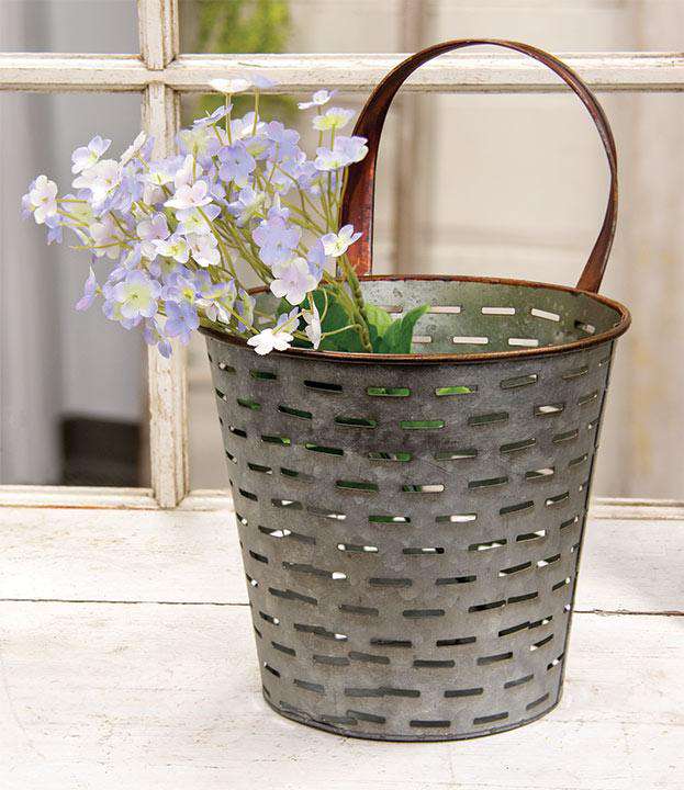 Galvanized Metal Olive Bucket Buckets & Cans CWI+ 