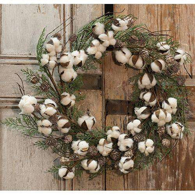 Glitter Cotton & Cone Wreath, 22