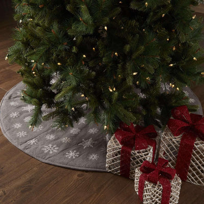 Snowflake Burlap Grey Christmas Tree Skirt 55 VHC Brands