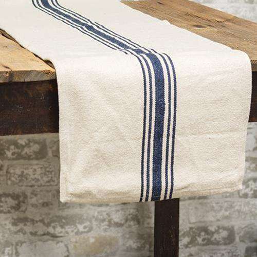 Grain Sack Cream and Navy Stripe Extra Long Runner Tabletop CWI+ 