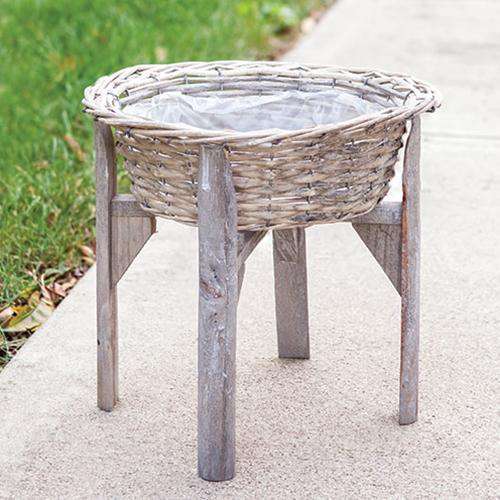 Gray Willow Flower Basket w/ Stand, 12" Baskets CWI+ 