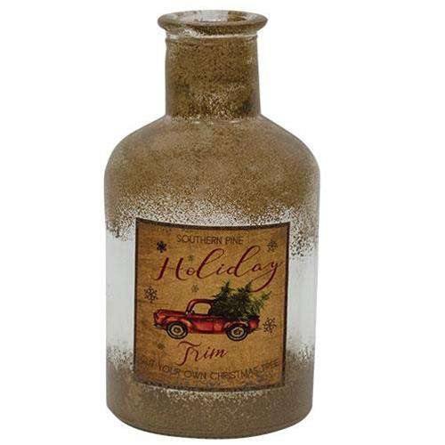 Holiday Trim Antiqued Bottle, Christmas Decor - The Fox Decor