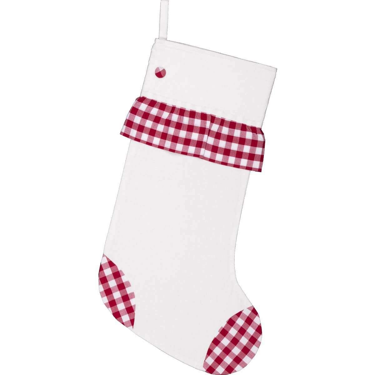 Emmie Red Check Ruffle Stocking 12x20 VHC Brands - The Fox Decor