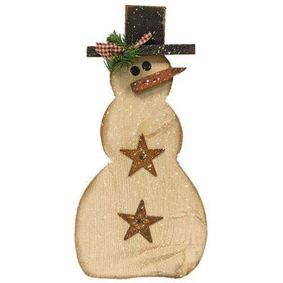 Hanging Pine Snowman With Rusty Stars