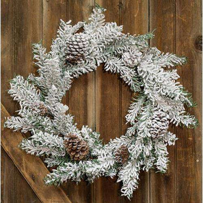 Heavy Snowy Mix Pine Wreath, 24