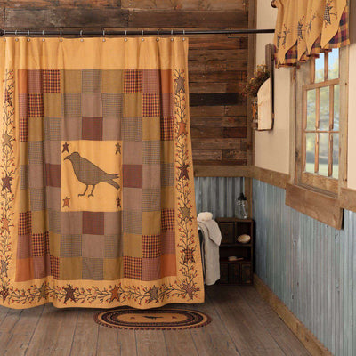 Heritage Farms Applique Crow & Star Shower Curtain 72
