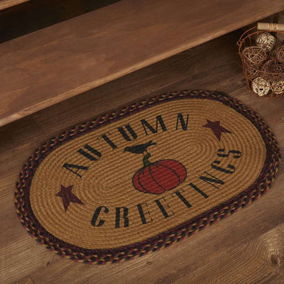 Heritage Farms Harvest Autumn Greetings Jute Braided Rug Oval