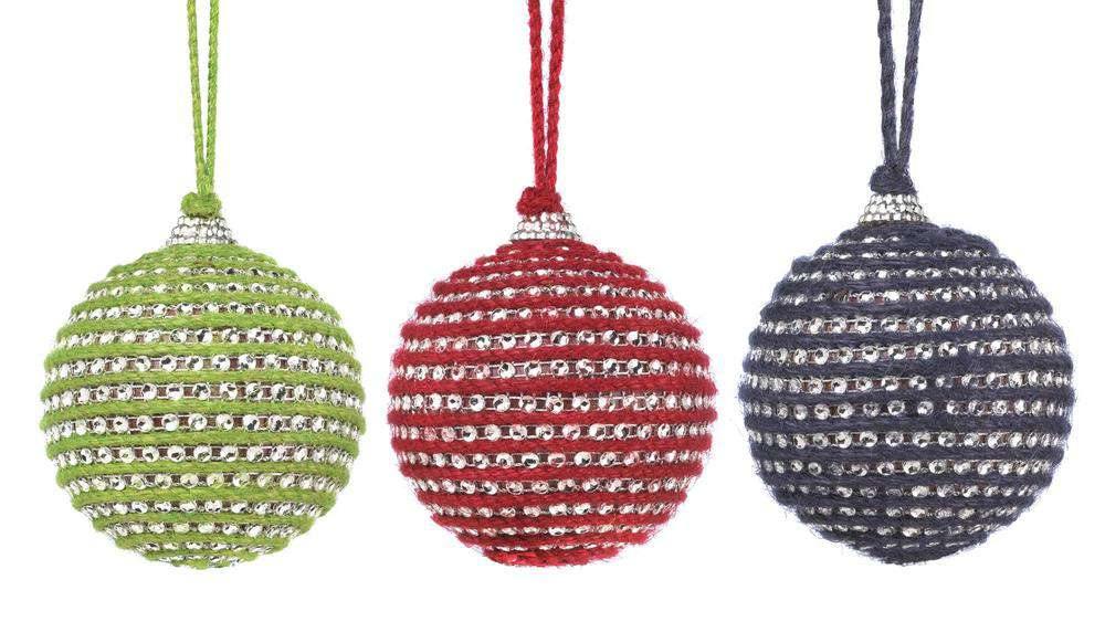 Holiday Jute Ball Christmas Ornament Trio - The Fox Decor