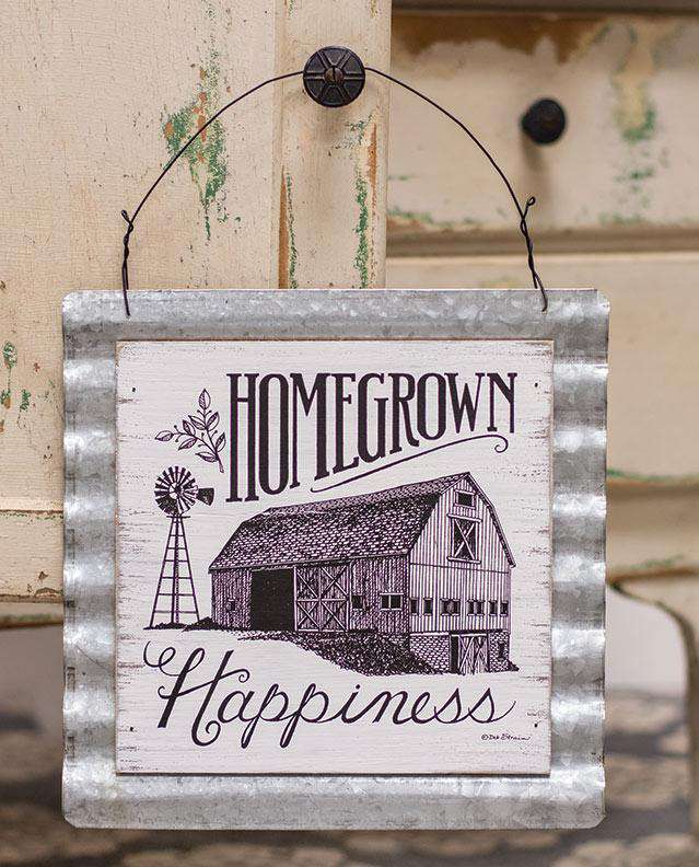 Homegrown Happiness Wood & Corrugated Metal Wall Sign Pictures & Signs CWI+ 