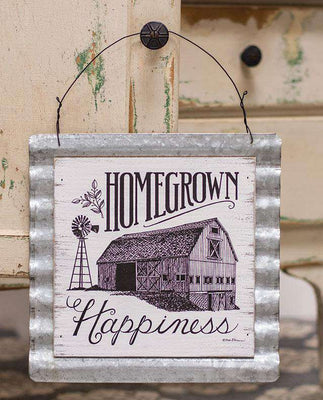Homegrown Happiness Wood & Corrugated Metal Wall Sign