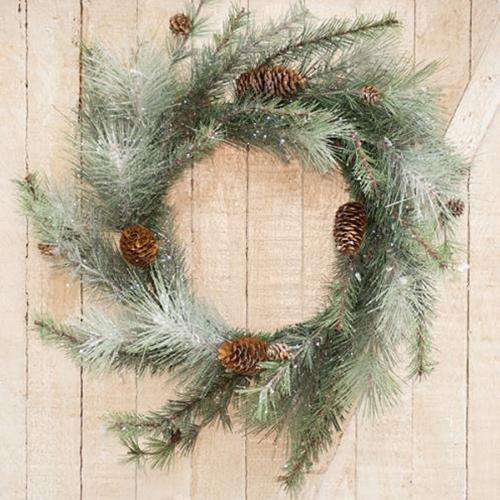 Icy Glittered Needle Pine Wreath Christmas CWI+ 
