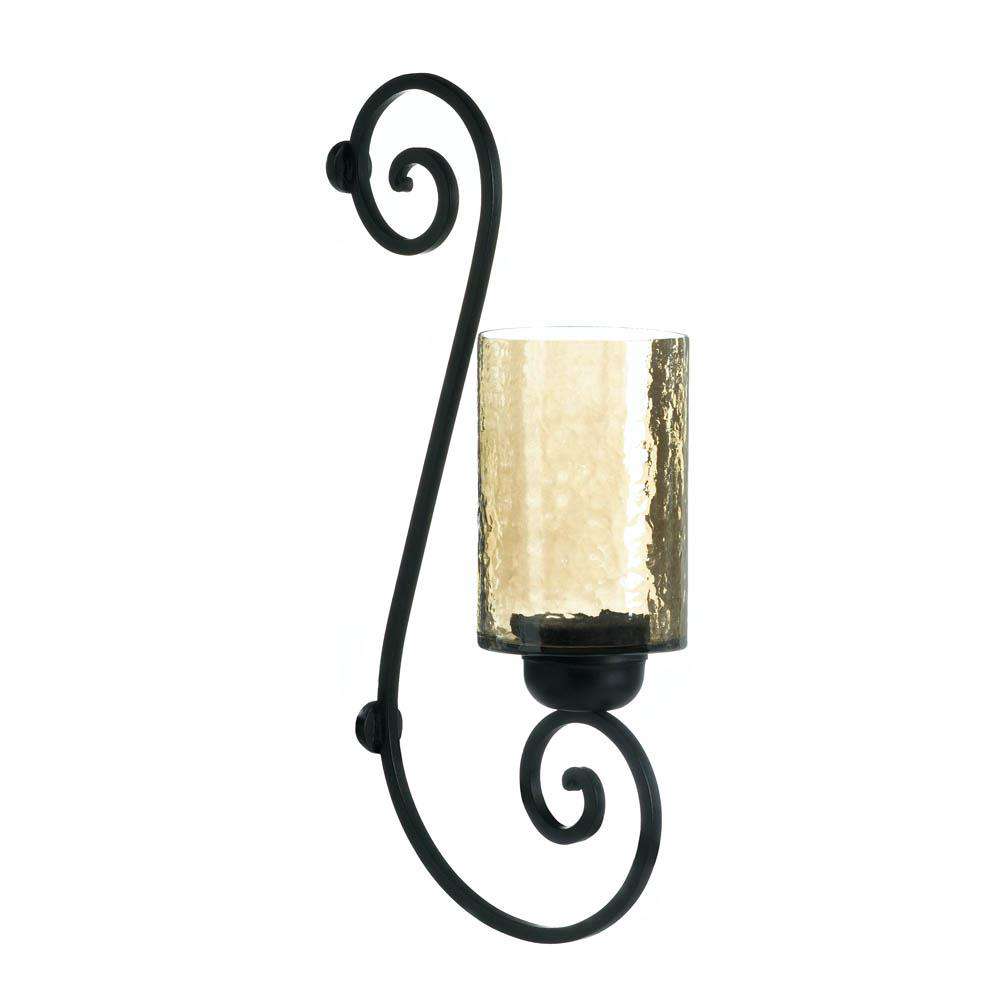 Iridescent Glass Scroll Wall Sconce candle holder CWI+ 