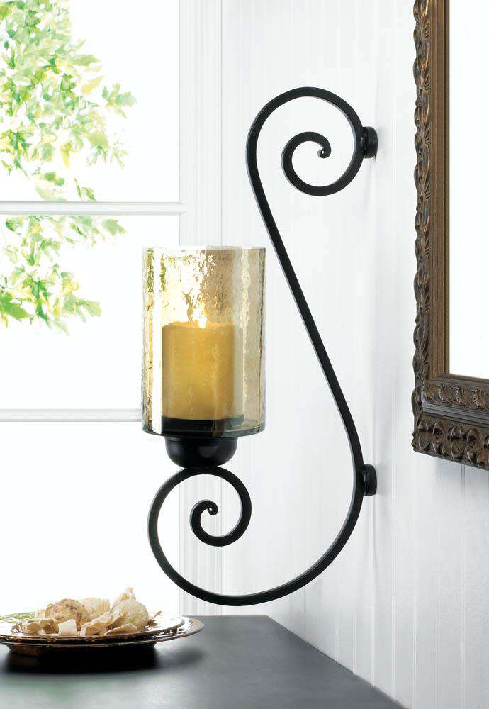 Iridescent Glass Scroll Wall Sconce candle holder CWI+ 