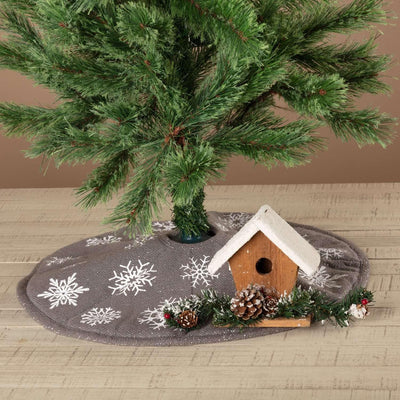 Snowflake Burlap Grey Mini Christmas Tree Skirt 21 VHC Brands