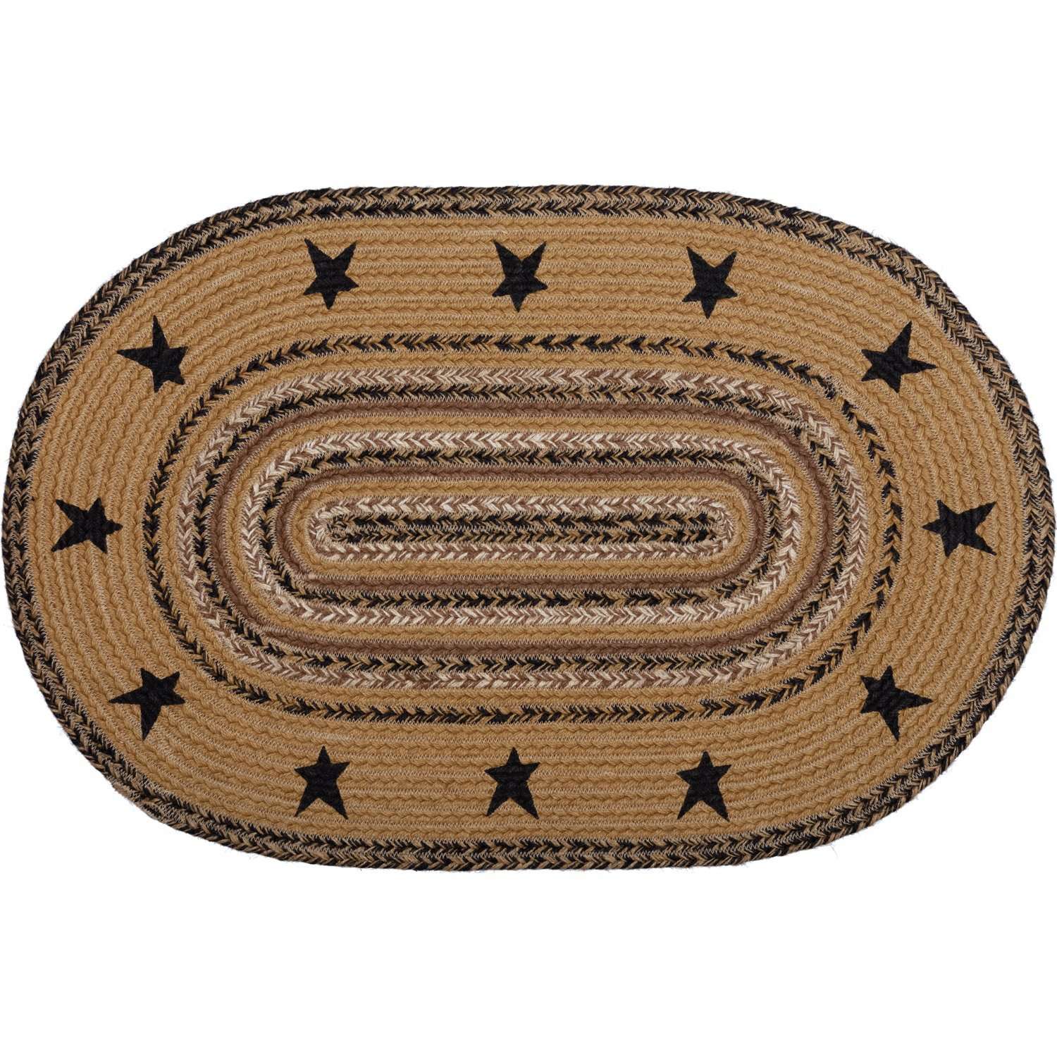 Kettle Grove Jute Braided Rug Stencil Stars Border Oval 20x30 VHC Brands Rugs VHC Brands 20"X30" 