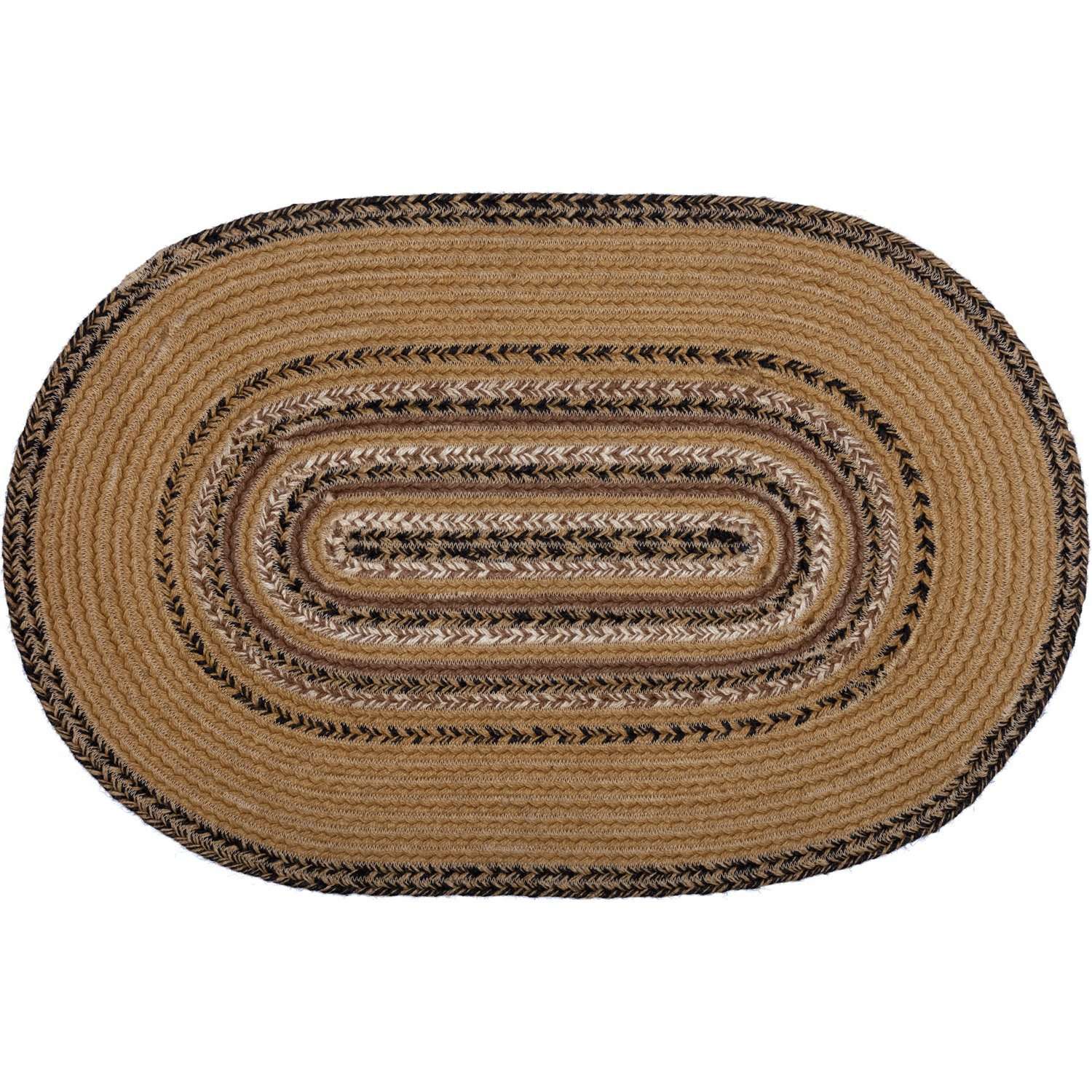 Kettle Grove Jute Braided Rug Stencil Stars Border Oval 20x30 VHC Brands Rugs VHC Brands 