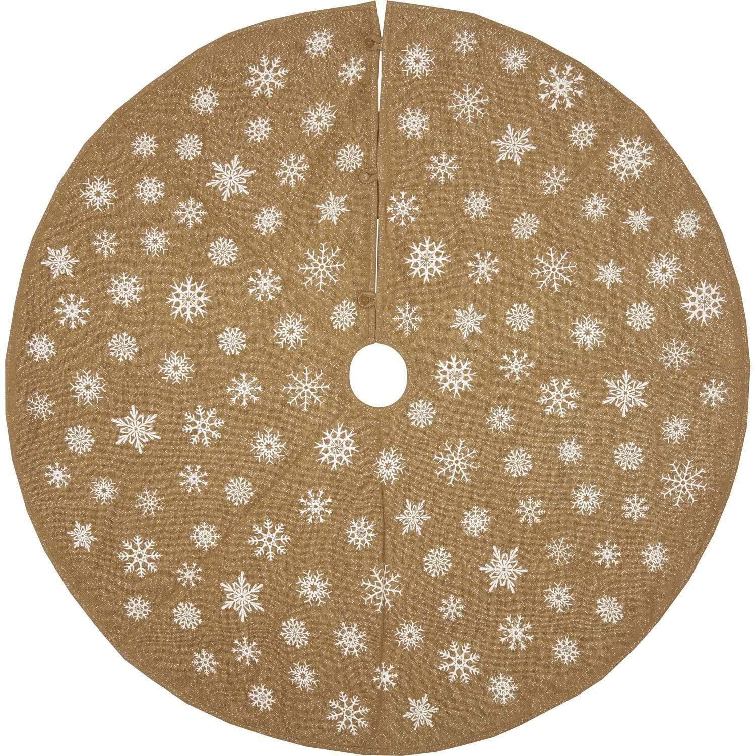 Snowflake Burlap Natural Christmas Tree Skirt 60 VHC Brands - The Fox Decor
