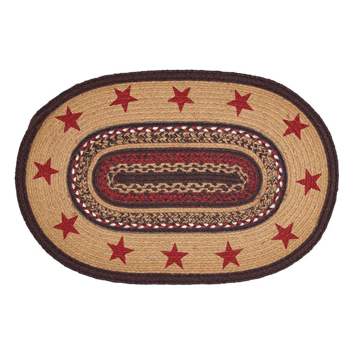 Landon Jute Braided Rug Oval Stencil Stars VHC Brands Rugs VHC Brands 20" x 30" 