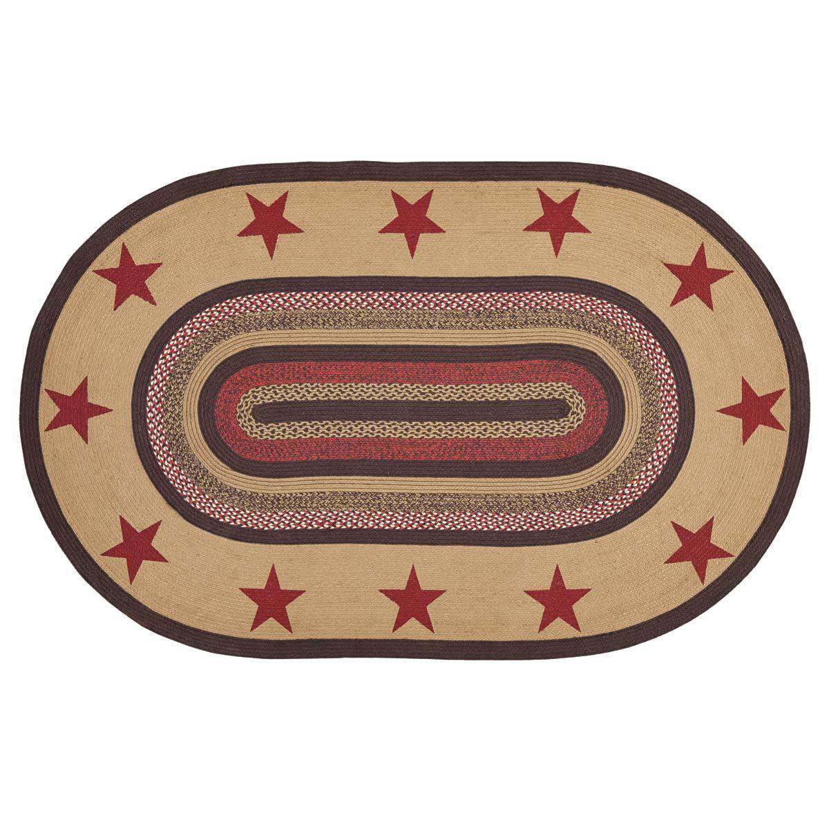 Landon Jute Braided Rug Oval Stencil Stars VHC Brands Rugs VHC Brands 