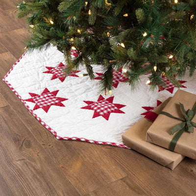 Emmie Red Patchwork Christmas Tree Skirt 60 VHC Brands