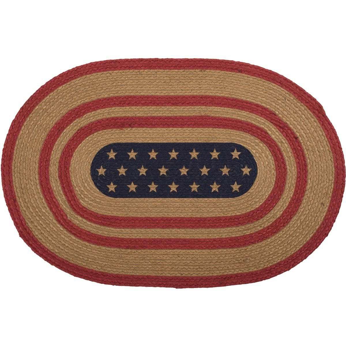 Liberty Stars Flag Jute Braided Rugs Oval/Half Circle VHC Brands rugs VHC Brands 20x30 inch Oval 