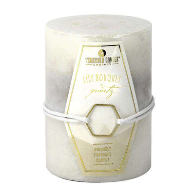 Lily Bouquet & Quartz Pillar Candle 3X4