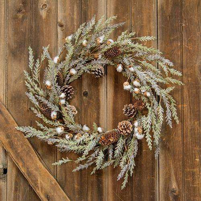Mini Cotton & Pine Wreath, 22