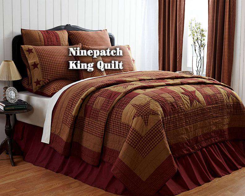 Ninepatch King Quilt Quilt VHC Brands 