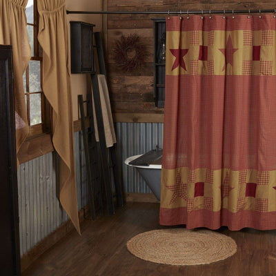 Ninepatch Star Shower Curtain w/ Patchwork Borders 72
