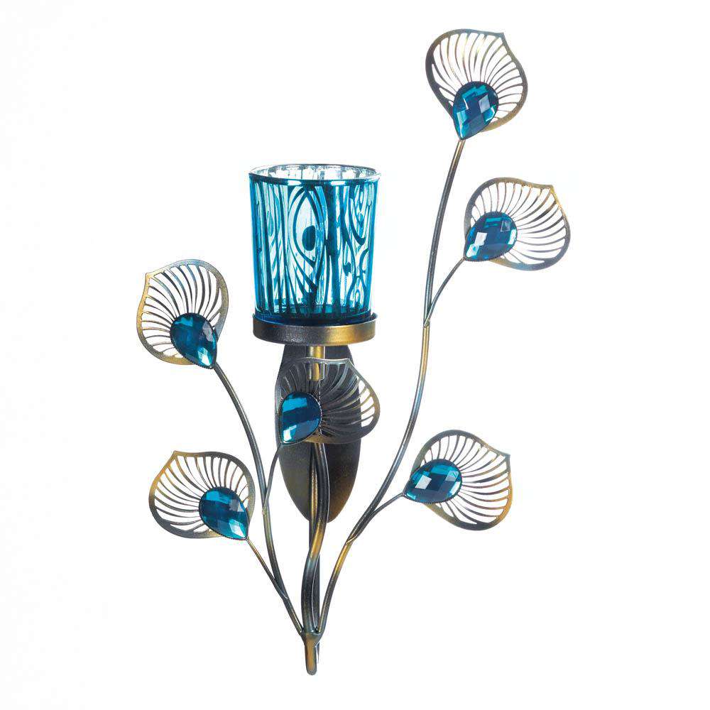 Peacock Inspired Single Sconce Gallery of Light 