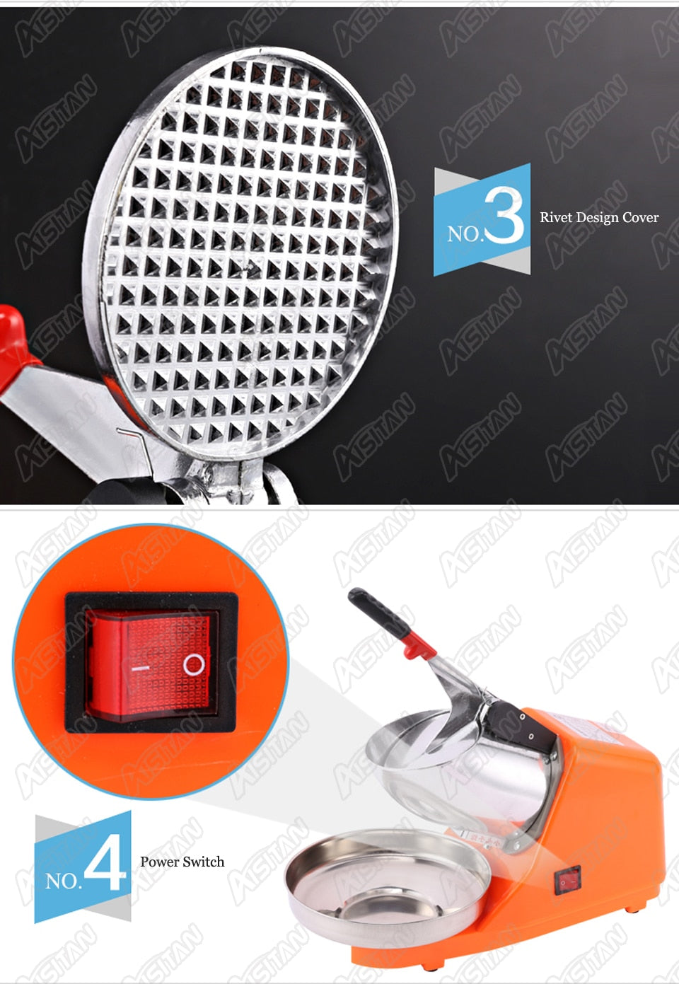 Portable Ice Crusher & Shaved Ice Machine with Free Ice Cube Trays
