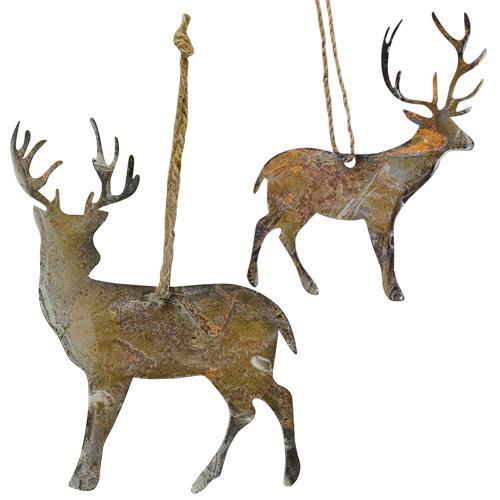Rusty Wonder Deer Ornament, 2 Asstd. Sold Individually