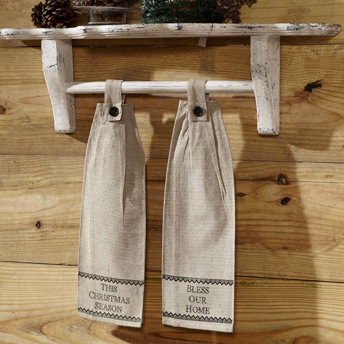 Timberland Christmas Button Loop Kitchen Towel Set of 2