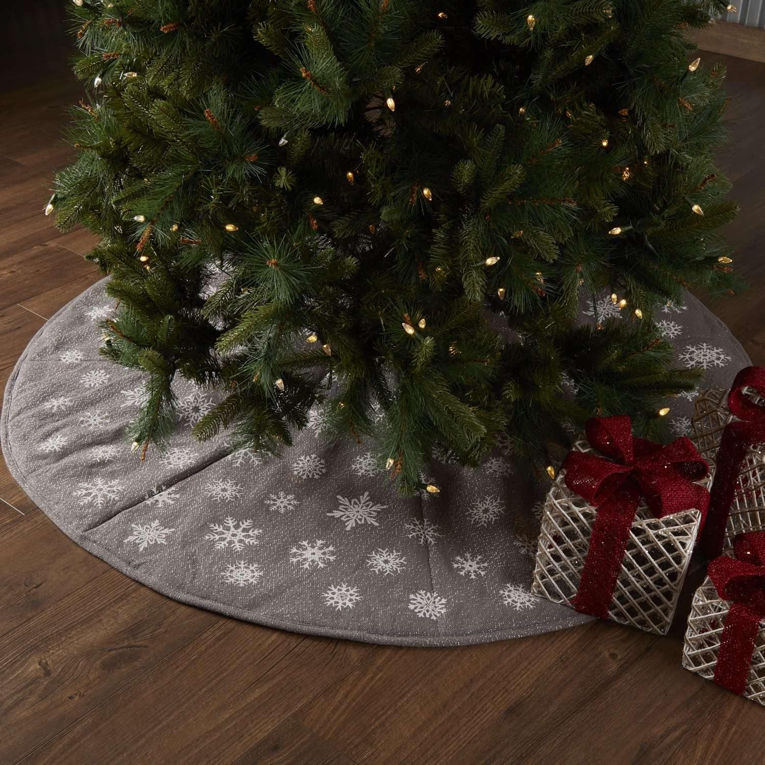 Snowflake Burlap Grey Tree Skirt 60