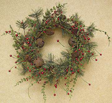 Red Berry Pine Wreath, 22" Christmas CWI+ 