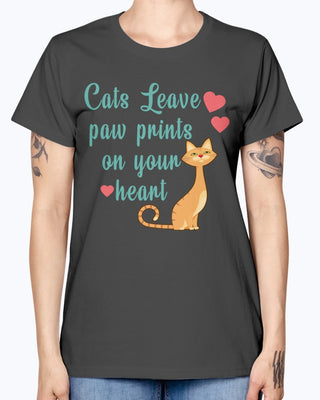Cats Leave Paw Prints On Your Heart T-Shirt For Women
