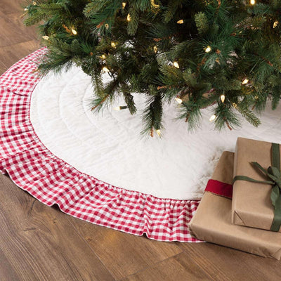 Emmie Red Ruffled Christmas Tree Skirt 60 VHC Brands
