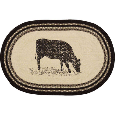 Sawyer Mill Charcoal Cow Jute Braided Rug Oval