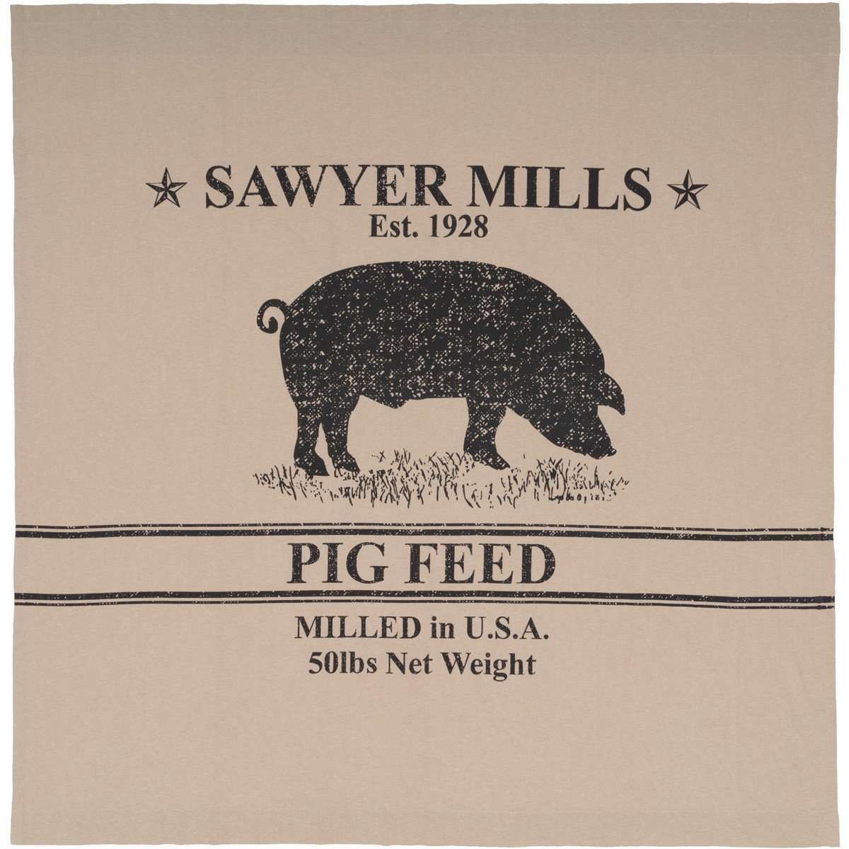 Sawyer Mill Charcoal Pig Shower Curtain 72"x72" curtain VHC Brands 