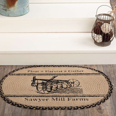 Sawyer Mill Charcoal Plow Braided Jute Rug Oval/Rect VHC Brands