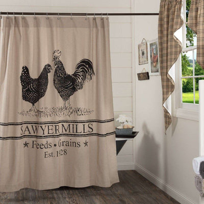 Sawyer Mill Charcoal Poultry Shower Curtain 72