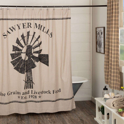 Sawyer Mill Charcoal Windmill Shower Curtain 72