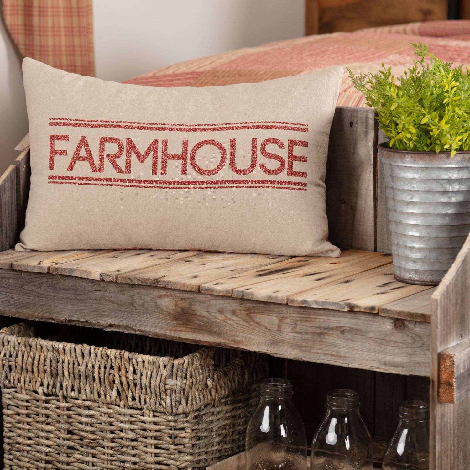 Sawyer Mill Farmhouse Pillow Charcoal, Red & Blue Pillows VHC Brands 
